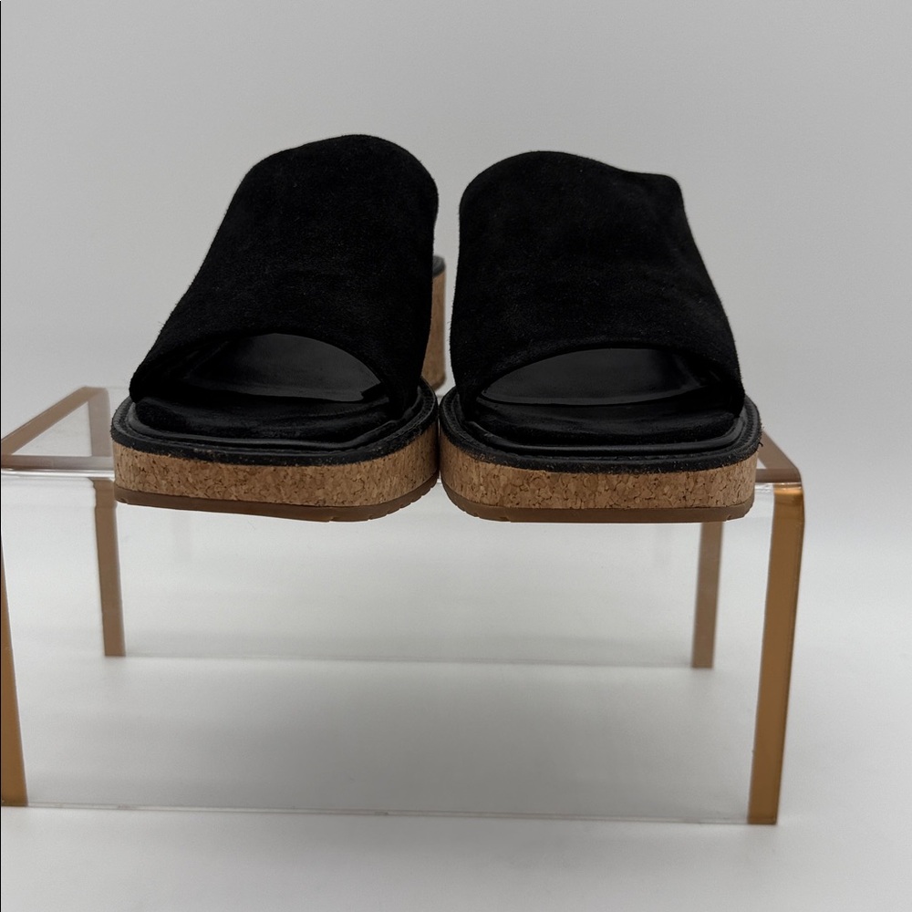 Vince Maddy-B Suede Platform Slides Mule Sandal Black - Picture 5 of 13